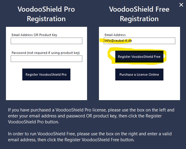 Voodooshield installation