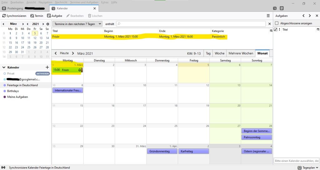 Thunderbird-Kalender mit Google-Kalender synchronisieren