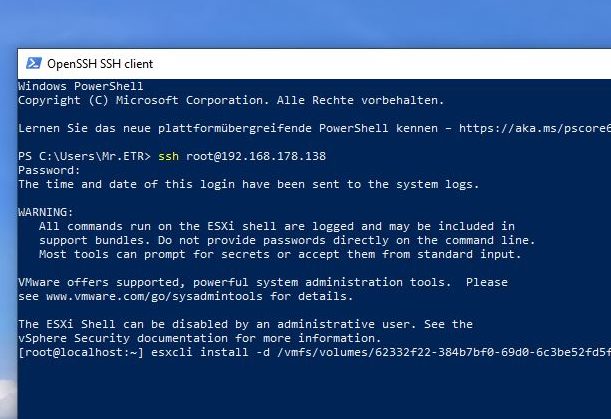 Windows PowerShell SSH Verbindung aufbauen
