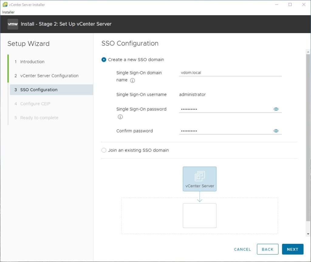 VMware vCenter Installation Schritt 3 - wichtig