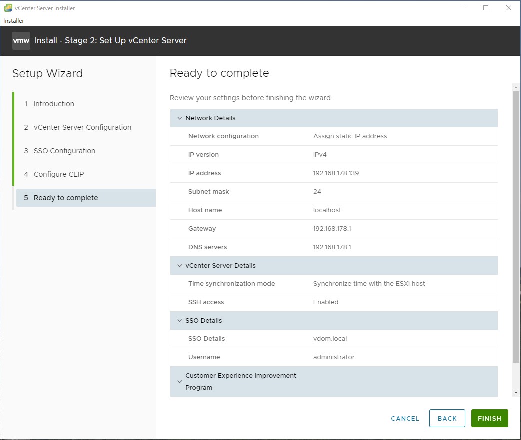 VMware vCenter Installation Teil 2 - Einrichtung