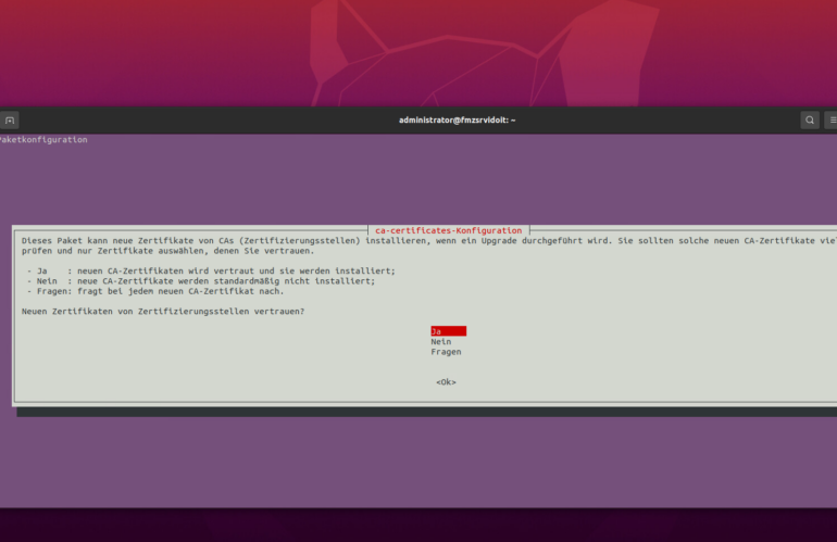 Ubuntu 20.04 SSL Zertifikat Import / Änderung