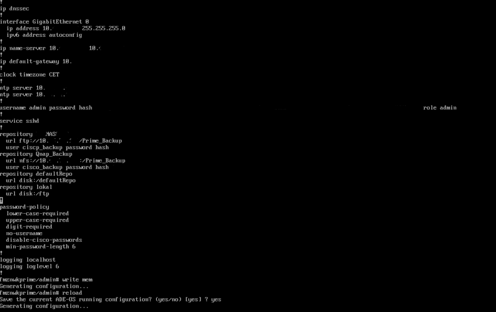 Cisco Prime Netzwerkfehler bei IPWechsel oder Installation